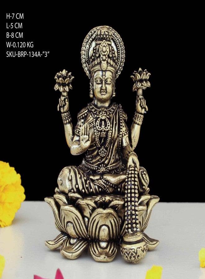 INDICAST Handcrafted Brass Goddess Laxmi Statue for Home Temple | 3" Maa Lakshmi Figurine Idol Murti Sacred Symbol of Wealth | Perfect for Rituals & Gifting (Weight- 130gm) - Image 2